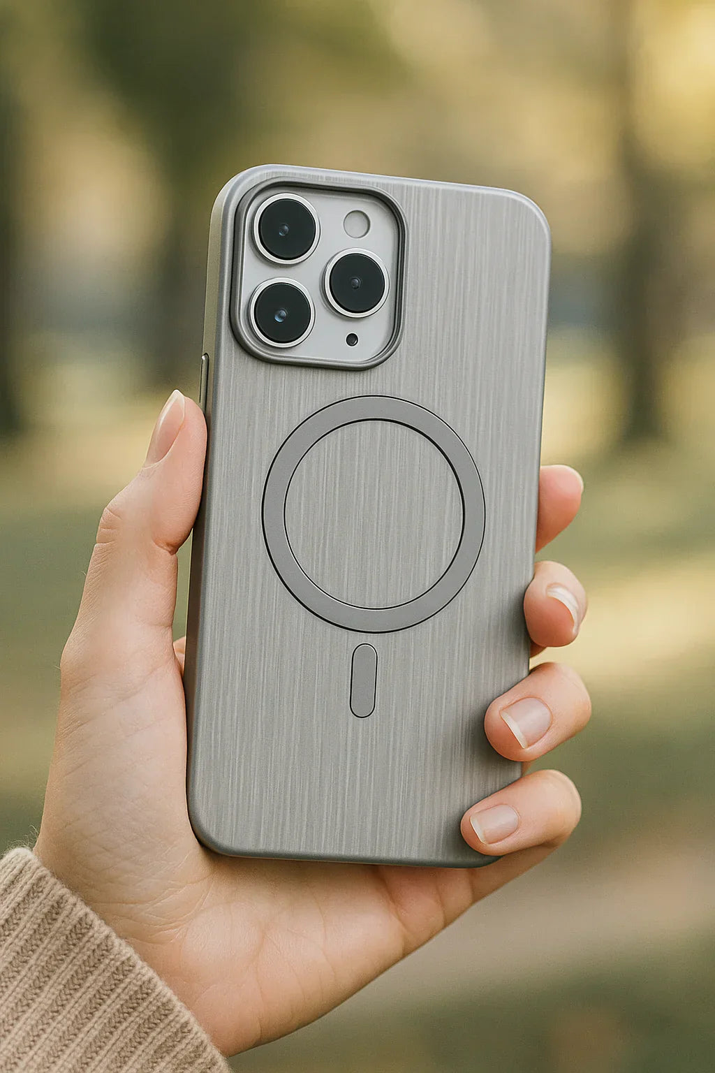 MagSafe-Compatible Wood Texture iPhone Case 15 & 16 promax