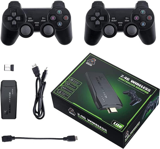 Classic M8 Game Stick 4K Game Console with Two 2.4G Wireless Gamepads Dual Players HDMI Output Built in 3500 Classic Games Compatible with Android TV/PC/Laptop/Projector.