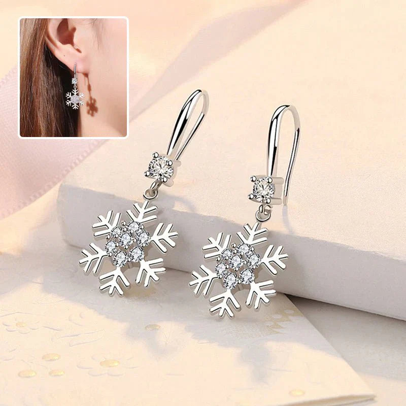 Temperament Snowflake Earrings With Rhinestones Fashion